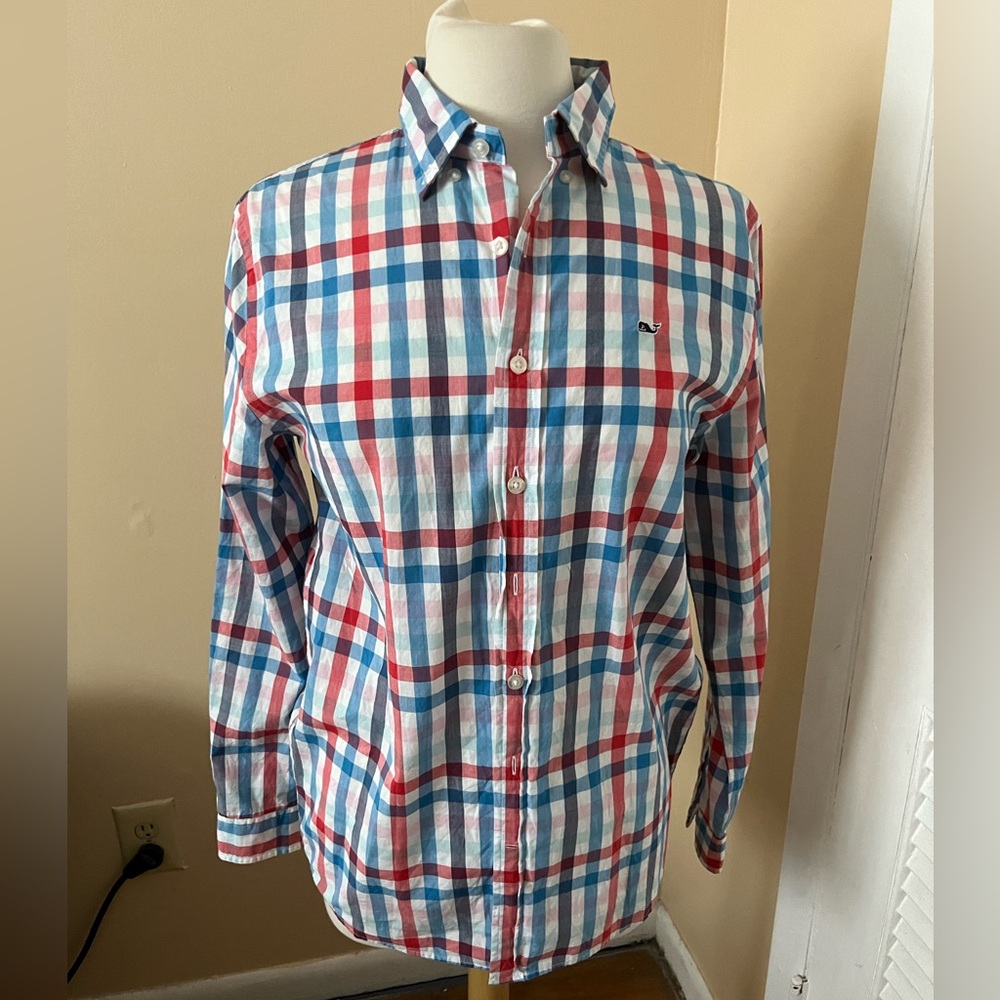 Vineyard vines whale shirt long sleeve multi colored. Size 18 boys